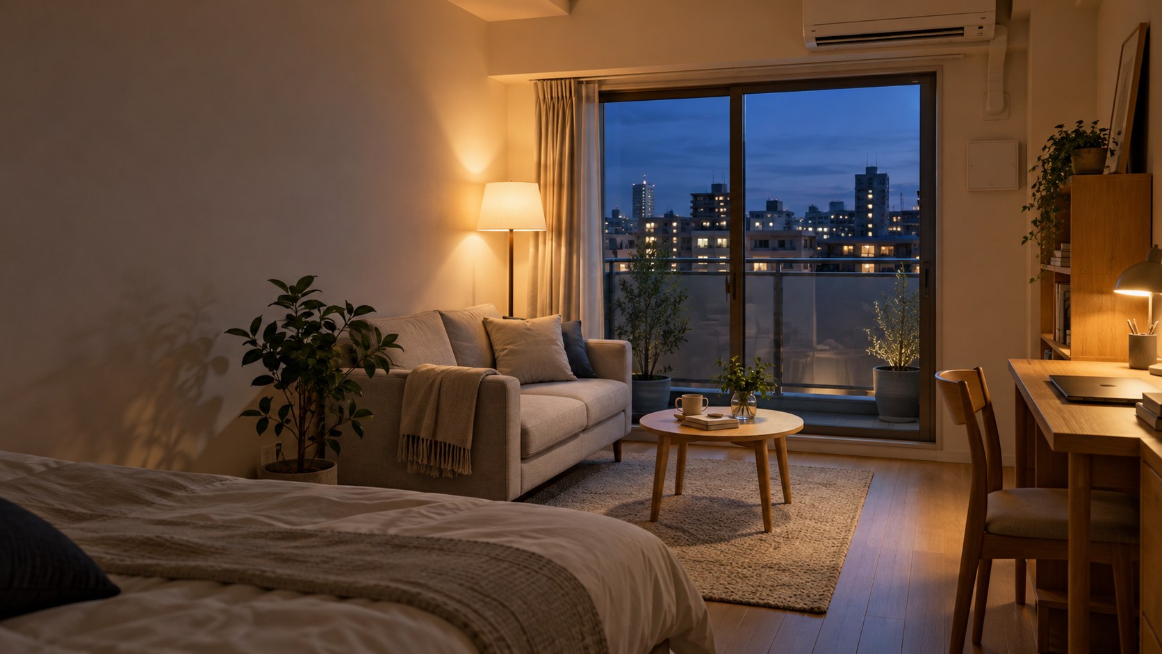 夕暮れのコンパクトな住まいのイメージ